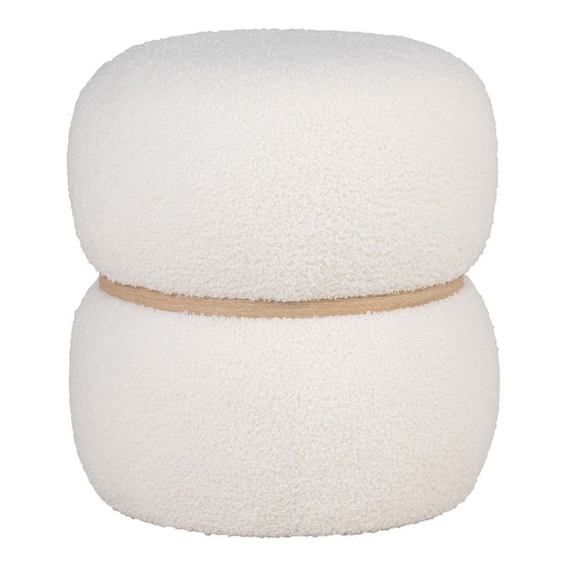 Puff, 38 x 38 x 41 cm, de tejido bouclé en blanco | Colección  Milford