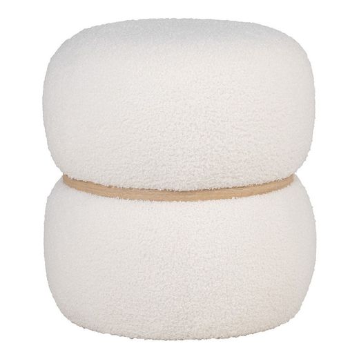Pouf, 38 x 38 x 41 cm, in tessuto bouclé bianco | Collezione Milford