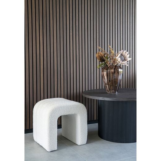 Pouf, 41 x 35 x 36,5 cm, in tessuto bouclé bianco | Collezione Colma