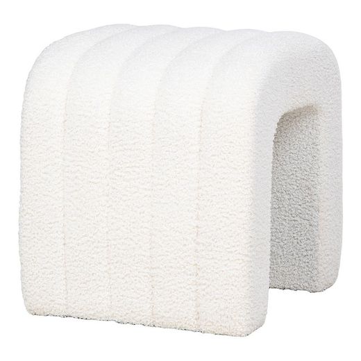 Pouf, 41 x 35 x 36,5 cm, in tessuto bouclé bianco | Collezione Colma