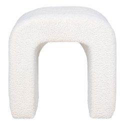 Pouf, 41 x 35 x 36,5 cm, in tessuto bouclé bianco | Collezione Colma