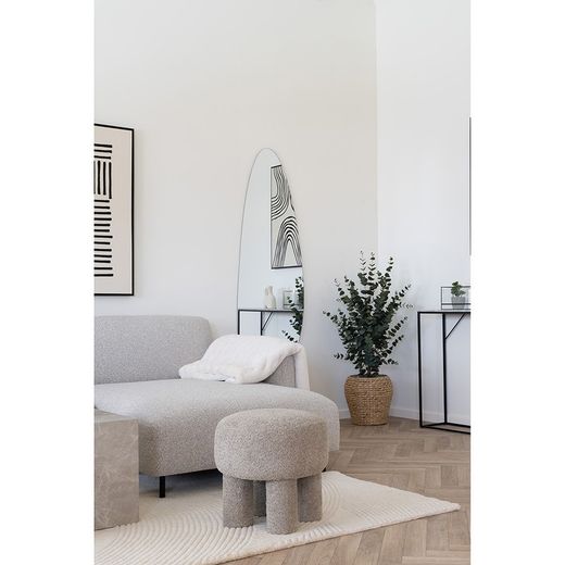 Pouf, 43 x 43 x 43 cm, in tessuto bouclé grigio | Collezione Canberra