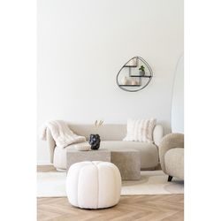 Pouf, 48 x 48 x 38 cm, in tessuto bouclé bianco | Collezione Paisley