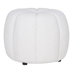 Pouf, 48 x 48 x 38 cm, in tessuto bouclé bianco | Collezione Paisley