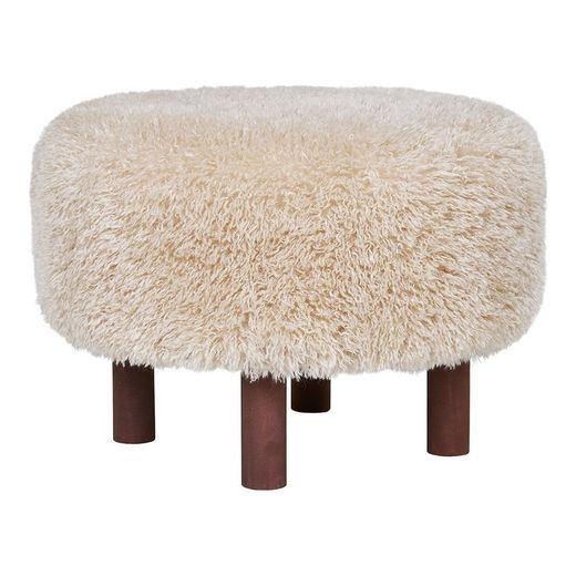 Pouf, 50 x 50 x 33 cm, in tessuto e legno colore sabbia | Collezione Inverness