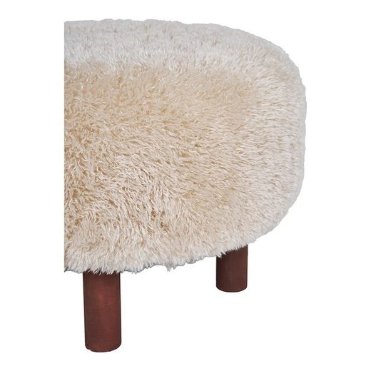 Pouf, 50 x 50 x 33 cm, in tessuto e legno colore sabbia | Collezione Inverness