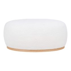 Puff, 88,5 x 54,5 x 36 cm, de tejido bouclé en blanco | Colección  Manhattan