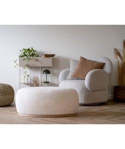 Pouf, 88,5 x 54,5 x 36 cm, in tessuto bouclé bianco | Collezione Manhattan
