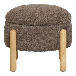 Pouf con contenitore, 45 x 45 x 36 cm, in tessuto bouclé marrone | Collezione Medas