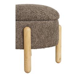 Pouf con contenitore, 45 x 45 x 36 cm, in tessuto bouclé marrone | Collezione Medas