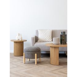 Pouf con contenitore, 45 x 45 x 36 cm, in tessuto bouclé marrone | Collezione Medas