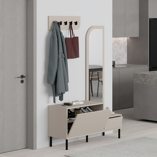 Consolle, 112 x 38,5 x 172 cm, in legno colore crema | Collezione Bea