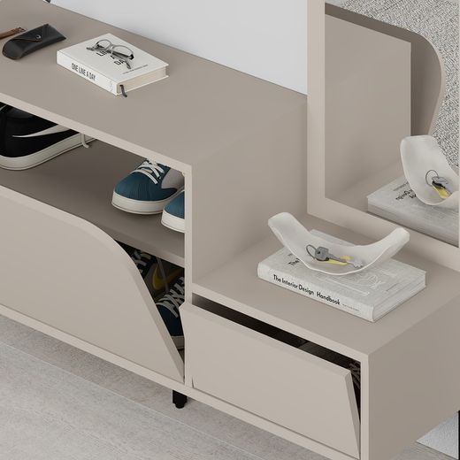 Consolle, 112 x 38,5 x 172 cm, in legno colore crema | Collezione Bea
