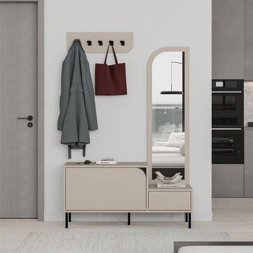 Consolle, 112 x 38,5 x 172 cm, in legno colore crema | Collezione Bea
