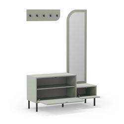 Eingangsbereichs-Schrank, 112 x 38,5 x 172 cm, aus Holz in Grün | Kollektion Bea