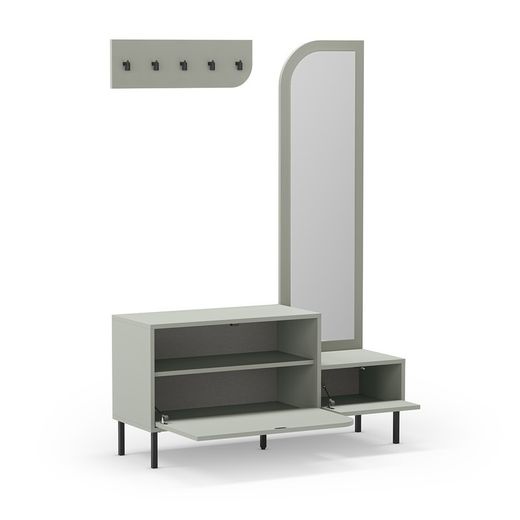 Eingangsbereichs-Schrank, 112 x 38,5 x 172 cm, aus Holz in Grün | Kollektion Bea
