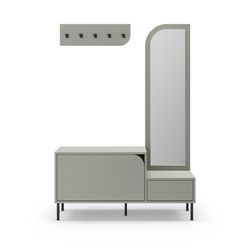 Eingangsbereichs-Schrank, 112 x 38,5 x 172 cm, aus Holz in Grün | Kollektion Bea