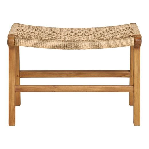 Pouf, 60 x 40 x 42 cm, in legno di teak naturale | Collezione Derby
