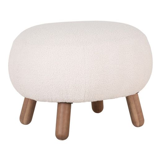 Pouf, 60 x 50 x 37 cm, in tessuto Sherpa bianco | Collezione Savona