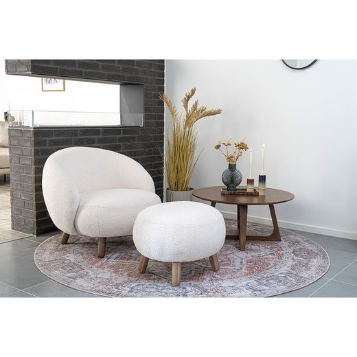 Pouf, 60 x 50 x 37 cm, in tessuto Sherpa bianco | Collezione Savona