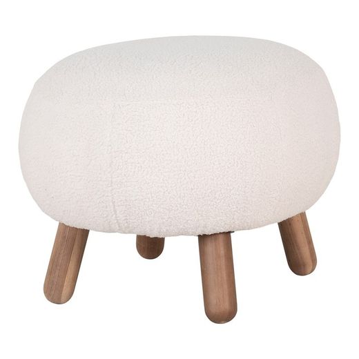 Pouf, 60 x 50 x 37 cm, in tessuto Sherpa bianco | Collezione Savona