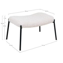 Pouf, 61 x 41 x 36 cm, in tessuto Sherpa bianco | Collezione Glasgow