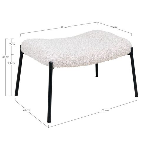 Pouf, 61 x 41 x 36 cm, in tessuto Sherpa bianco | Collezione Glasgow