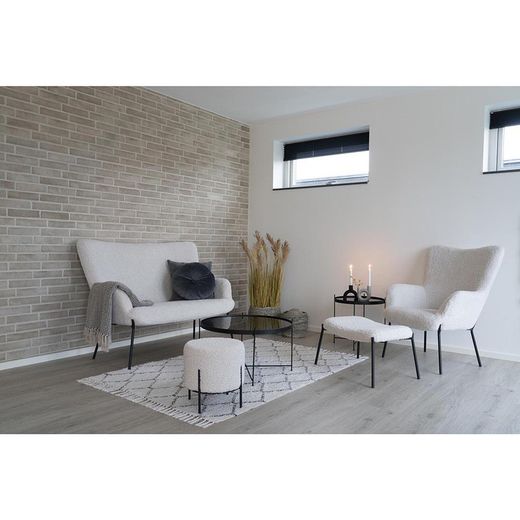 Pouf, 61 x 41 x 36 cm, in tessuto Sherpa bianco | Collezione Glasgow