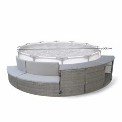 Revestimiento semicircular para piscina K2O Half Surround 306, 4 piezas, acero y ratán sintético