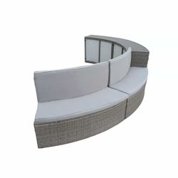 Revestimiento semicircular para piscina K2O Half Surround 306, 4 piezas, acero y ratán sintético