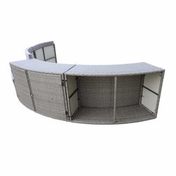 Revestimiento semicircular para piscina K2O Half Surround 306, 4 piezas, acero y ratán sintético