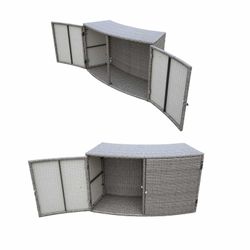 Revestimiento semicircular para piscina K2O Half Surround 306, 4 piezas, acero y ratán sintético