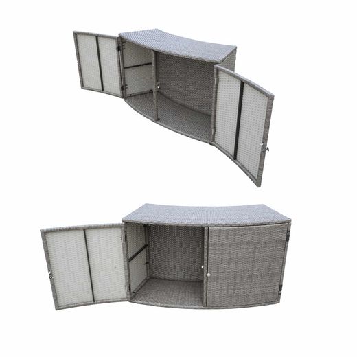 Revestimiento semicircular para piscina K2O Half Surround 306, 4 piezas, acero y ratán sintético