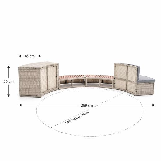 Revestimiento semicircular para spa K2O Half Surround 180, 4 piezas, exterior