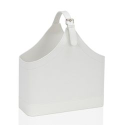 Revistero, 40 x 17 x 45 cm, de efecto piel en blanco | Colección White