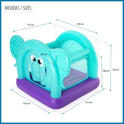 Saltatore gonfiabile Bestway Energic Elephant 203x155x135 cm multicolore con rete di sicurezza