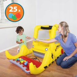 Saut-matelas Gonflable Bestway Bulldozer 198x105x84 cm avec 25 Balles et Maille de Sécurité