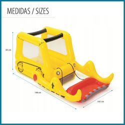 Saut-matelas Gonflable Bestway Bulldozer 198x105x84 cm avec 25 Balles et Maille de Sécurité