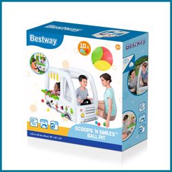 Brinquedo Inflável Bestway Scoops'n Smiles com 10 Bolas e Paredes Infláveis 122x84 cm
