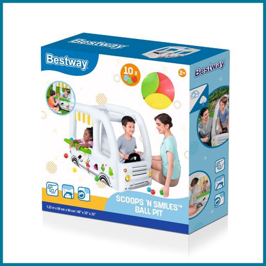 Brinquedo Inflável Bestway Scoops'n Smiles com 10 Bolas e Paredes Infláveis 122x84 cm