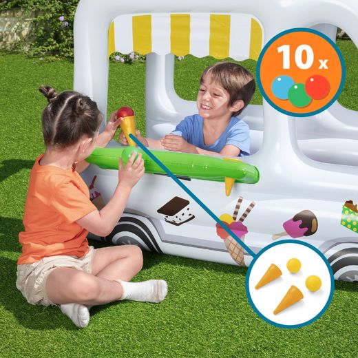 Brinquedo Inflável Bestway Scoops'n Smiles com 10 Bolas e Paredes Infláveis 122x84 cm