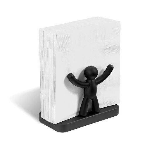 Portatovaglioli, 15 x 8 x 11 cm, in ABS nero | Collezione Buddy