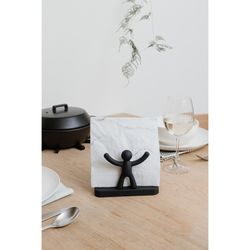 Portatovaglioli, 15 x 8 x 11 cm, in ABS nero | Collezione Buddy