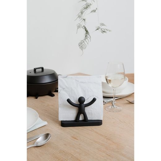 Portatovaglioli, 15 x 8 x 11 cm, in ABS nero | Collezione Buddy