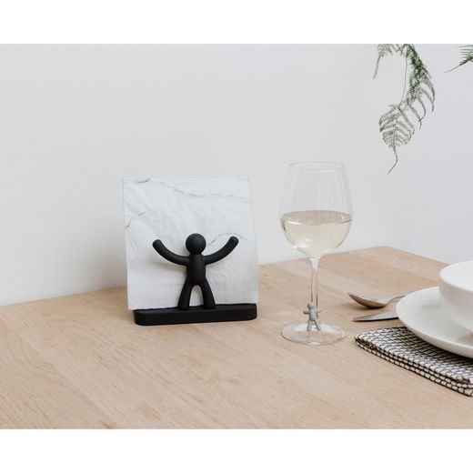 Portatovaglioli, 15 x 8 x 11 cm, in ABS nero | Collezione Buddy
