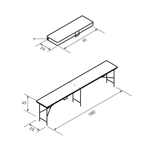 Set de 2 Bancos Plegables y Portátiles Gardiun New Koln 180x29x43 cm en Resina, Color Blanco – Ideal para Jardín, Terraza o Exterior