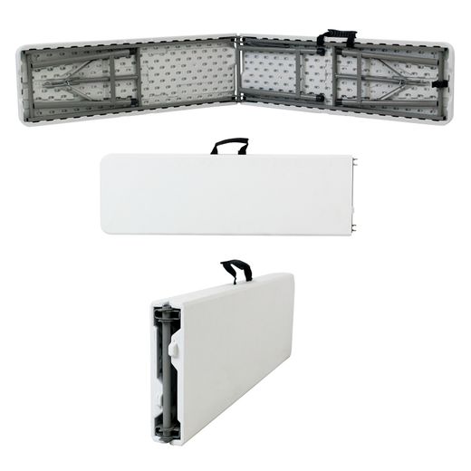 Set de 2 Bancos Plegables y Portátiles Gardiun New Koln 180x29x43 cm en Resina, Color Blanco – Ideal para Jardín, Terraza o Exterior