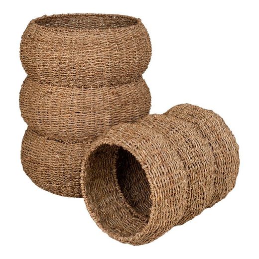 Set di 2 cesti, 35 x 35 x 45 cm, in erba marina naturale | Collezione Sarbas