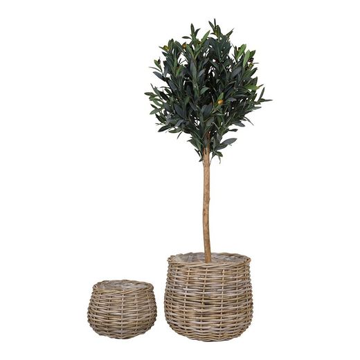 Set di 2 ceste, 38 x 38 x 34 cm, in rattan naturale | Collezione Pulo