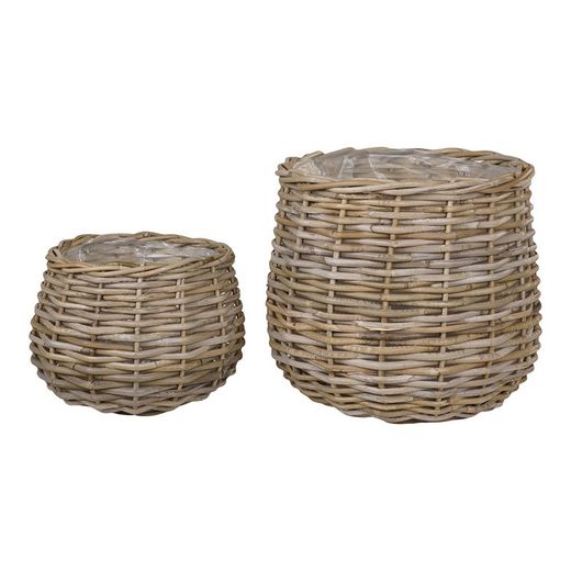 Set di 2 ceste, 38 x 38 x 34 cm, in rattan naturale | Collezione Pulo